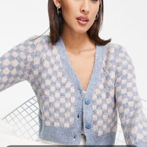 Cropped Pretty Checkered Cardigan